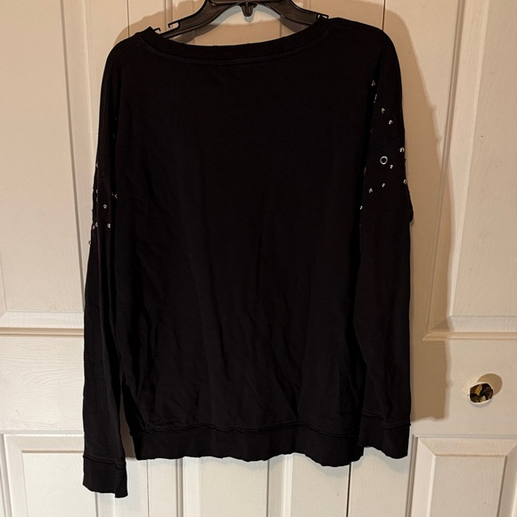 Joe's Jeans Black Stud-Trim Pullover Sweatshirt GUC B21 - Picture 4 of 7